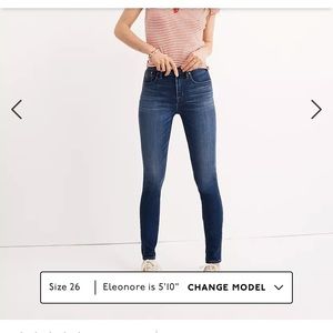 Madewell 10 in high rise skinny jean, size 28t